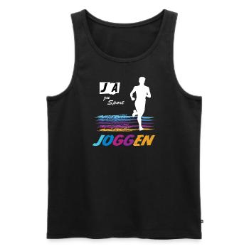 JA zu Joggen & Sport 🏃 Laufsport, Laufen, Running - Männer Premium Bio Tank Top - Schwarz - Vorne - Michal (187cm)