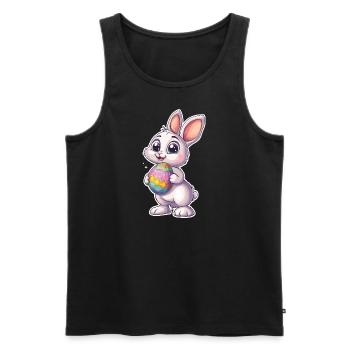 Cute Easter bunny with Easter egg - Men's Premium Organic Tank Top - black - Front - AI Model Male 178 light (178cm)