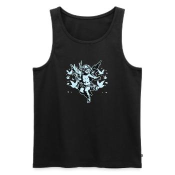 Baroque Cherub Angels & Doves Vintage Artwork - Men's Premium Organic Tank Top - black - Front - Michal (187cm)
