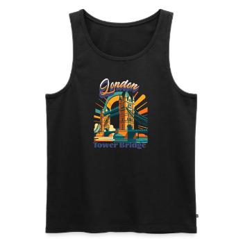Urban Retro Dreams – London TOWER BRIDGE - Men's Premium Organic Tank Top - black - Front - AI Model Male 178 light (178cm)