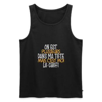 On est plusieurs dans ma tête mais c'est moi chef - Débardeur bio Premium Homme - noir - Devant - AI Model Male 178 light (178cm)