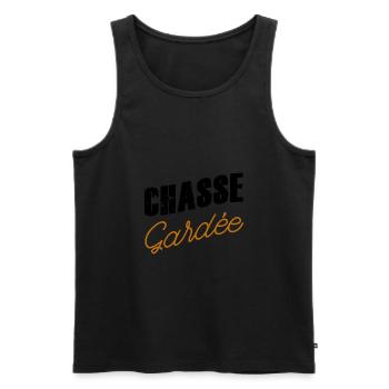 Chasse Gardée T-shirt drôle de chasse chasseurs - Débardeur bio Premium Homme - noir - Devant - Michal (187cm)