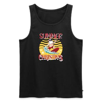 Summer Christmas Surfing Weihnachtsmann - Männer Premium Bio Tank Top - Schwarz - Vorne - Michal (187cm)