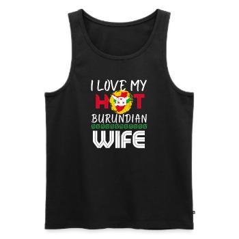 C’est drôle que j’aime mon mari burundais chaud - Débardeur bio Premium Homme - noir - Devant - Michal (187cm)