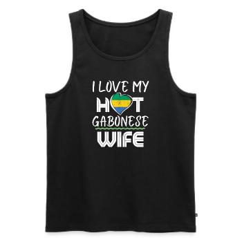 Funny I Love My Hot Gabonese Wife Husband - Männer Premium Bio Tank Top - Schwarz - Vorne - AI Model Male 178 light (178cm)
