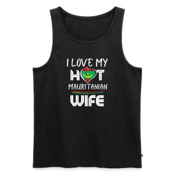 Funny I Love My Hot Mauritanian Wife Husband - Men's Premium Organic Tank Top - black - Front - AI Model Male 178 light (178cm)