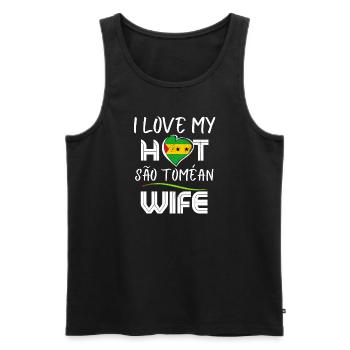 Funny I Love My Hot São Toméan Wife Husband - Männer Premium Bio Tank Top - Schwarz - Vorne - Michal (187cm)