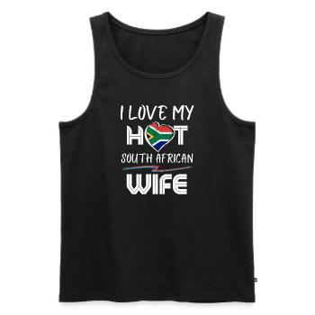 Funny I Love My Hot South African Wife Husband - Men's Premium Organic Tank Top - black - Front - Michal (187cm)