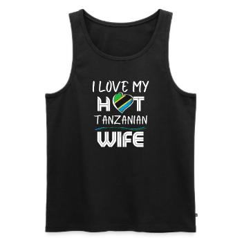 Funny I Love My Hot Tanzanian Wife Husband - Men's Premium Organic Tank Top - black - Front - Michal (187cm)