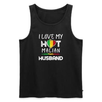 Drôle Malien Mari Fière Femme - Débardeur bio Premium Homme - noir - Devant - AI Model Male 178 light (178cm)