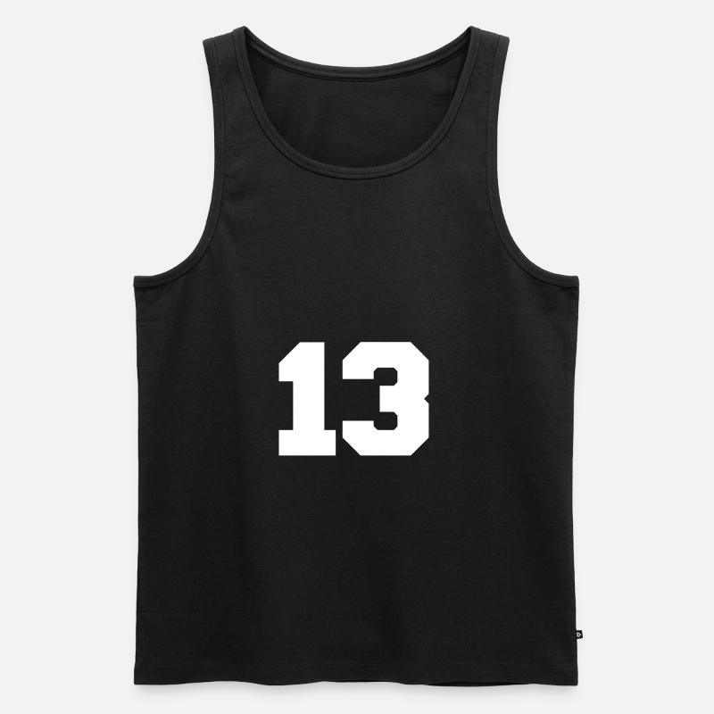13 white - Männer Premium Bio Tank Top - Schwarz