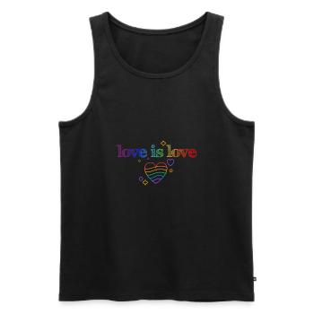 L’amour, c’est l’amour ! Déclaration Gay Pride LGBTQI+ - Débardeur bio Premium Homme - noir - Devant - Michal (187cm)