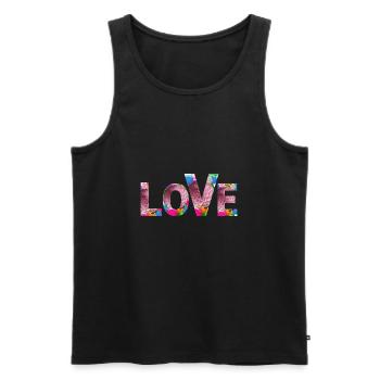 Liebe, Lebensfreude, glücklich sein - Männer Premium Bio Tank Top - Schwarz - Vorne - Michal (187cm)