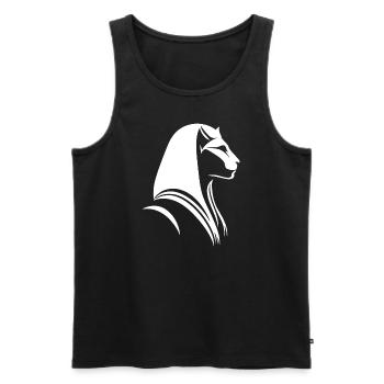 Chat Egypte Pharaon Silhouette - Débardeur bio Premium Homme - noir - Devant - Michal (187cm)