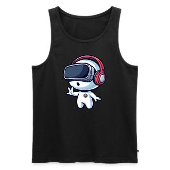 Alien Alien VR Joueur de réalité virtuelle - Débardeur bio Premium Homme - noir - Devant - Michal (187cm)