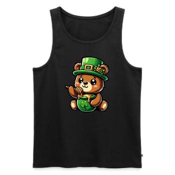 Süßer Comic St. Patricks day Bär isst Honig - Männer Premium Bio Tank Top - Schwarz - Vorne - Michal (187cm)