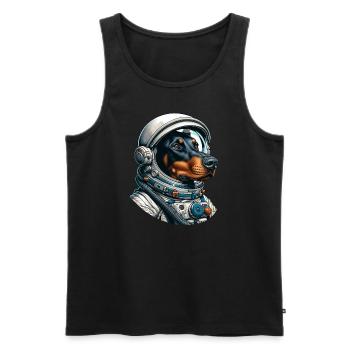 Doberman astronaut in space - Men's Premium Organic Tank Top - black - Front - Michal (187cm)