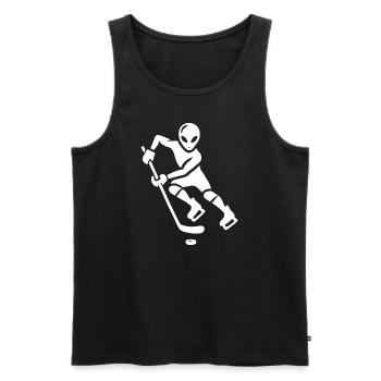 Alien Eishockeyspieler Silhouette minimalistisch - Männer Premium Bio Tank Top - Schwarz - Vorne - Michal (187cm)