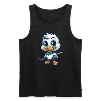 canard joueur de hockey sur glace dessin animé drôle d’animal - Débardeur bio Premium Homme - noir - Devant - Michal (187cm)