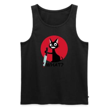 Was | Katze, Messer, Katzenliebe, Tier, Tierschutz - Männer Premium Bio Tank Top - Schwarz - Vorne - Michal (187cm)