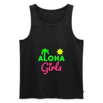 Aloha girls (palm as L, sun, heart as i-point) - Men's Premium Organic Tank Top - black - Front - Michal (187cm)