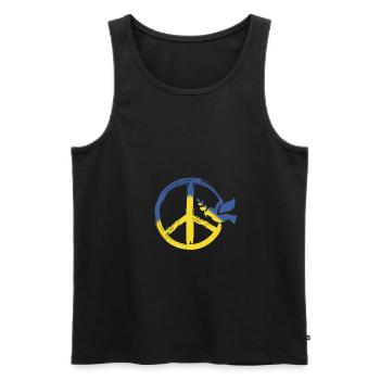 PEACE UKRAINE - Peace logo - Dove of peace - Men's Premium Organic Tank Top - black - Front - AI Model Male 178 light (178cm)