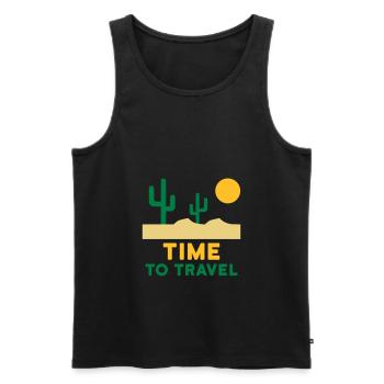 Temps de voyage (paysage désertique, cactus, soleil) - Débardeur bio Premium Homme - noir - Devant - Michal (187cm)