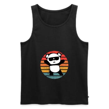 Panda Retro Cool Party Dance Retro Vintage Gift - Men's Premium Organic Tank Top - black - Front - Michal (187cm)