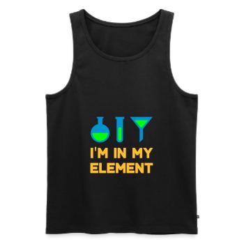 I'm in my element (flask, test tube, funnel) - Men's Premium Organic Tank Top - black - Front - AI Model Male 178 light (178cm)