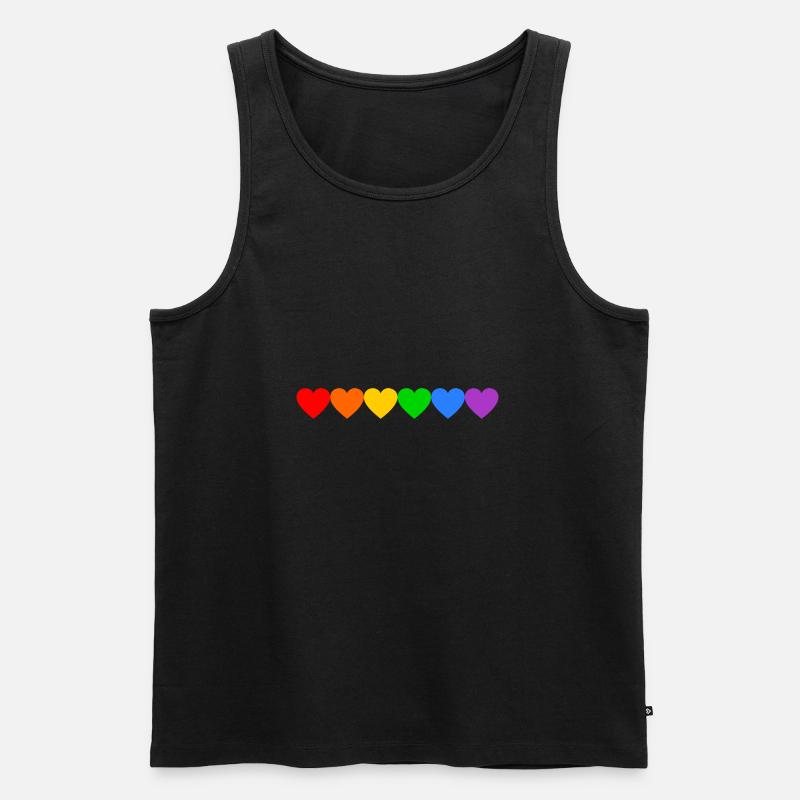 Bunte Herzen - Männer Premium Bio Tank Top - Schwarz