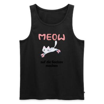 Meow Katze macht sich auf die Socken Miezekatze - Männer Premium Bio Tank Top - Schwarz - Vorne - Michal (187cm)