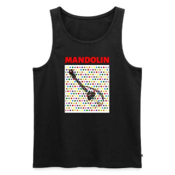 Mandolin (rote Schrift, bunte Punkte) - Männer Premium Bio Tank Top - Schwarz - Vorne - AI Model Male 178 light (178cm)