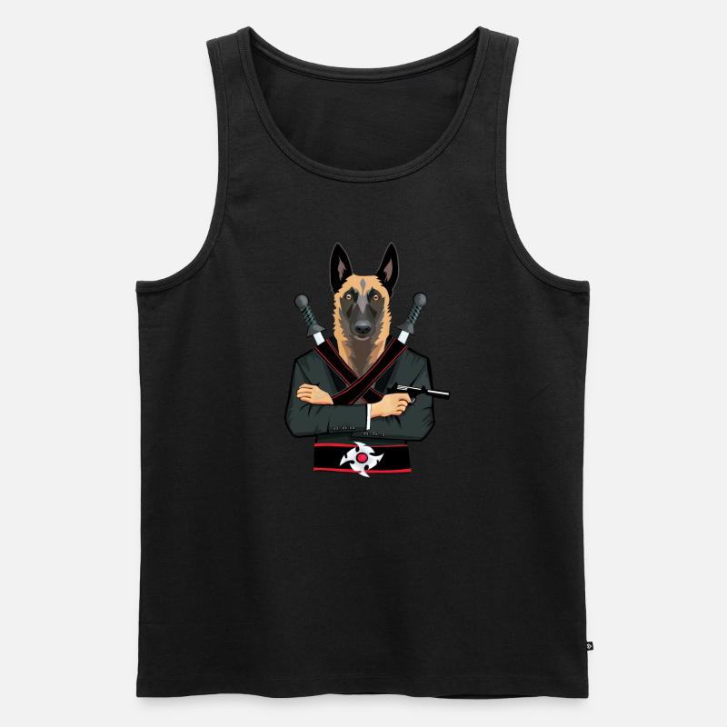 Malinois Ninja - Männer Premium Bio Tank Top - Schwarz