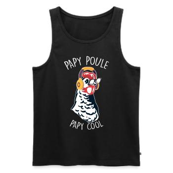 Papy poule Papy cool Cadeau Drôle Grand-père - Débardeur bio Premium Homme - noir - Devant - AI Model Male 178 light (178cm)