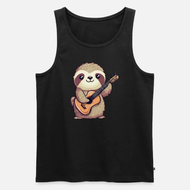 faultier-Gitarrenspieler - Männer Premium Bio Tank Top - Schwarz