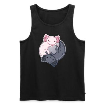 Conception Yin-Yang pour les amateurs d’axolotl - Débardeur bio Premium Homme - noir - Devant - Michal (187cm)