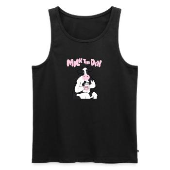 Melken Sie den Tag - Männer Premium Bio Tank Top - Schwarz - Vorne - AI Model Male 178 light (178cm)