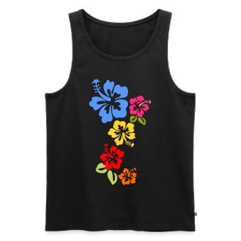 Hibiskus Blüten bunte Hawaii Blumen Sommer - Männer Premium Bio Tank Top - Schwarz - Vorne - AI Model Male 178 light (178cm)