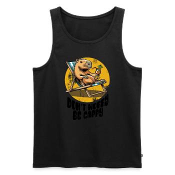 Don't worry be Cappy - Capybara - Holiday - Men's Premium Organic Tank Top - black - Front - Michal (187cm)