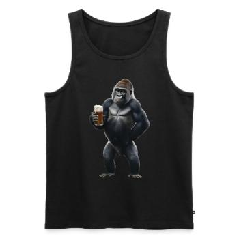 Gorilla Bier - Männer Premium Bio Tank Top - Schwarz - Vorne - Michal (187cm)