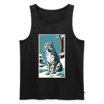 Léopard des neiges | Léopard | Prédateur - Débardeur bio Premium Homme - noir - Devant - Michal (187cm)