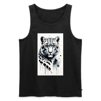 Léopard des neiges | Léopard | Prédateur - Débardeur bio Premium Homme - noir - Devant - Michal (187cm)