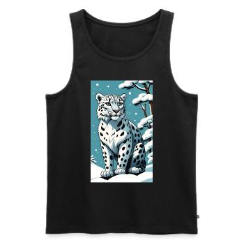 Léopard des neiges | Léopard | Prédateur - Débardeur bio Premium Homme - noir - Devant - Michal (187cm)