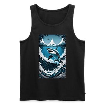 Shark | Great White Shark | Sea Creature | Fish - Men's Premium Organic Tank Top - black - Front - AI Model Male 178 light (178cm)