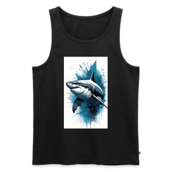 Shark | Great White Shark | Sea Creature | Fish - Men's Premium Organic Tank Top - black - Front - AI Model Male 178 light (178cm)