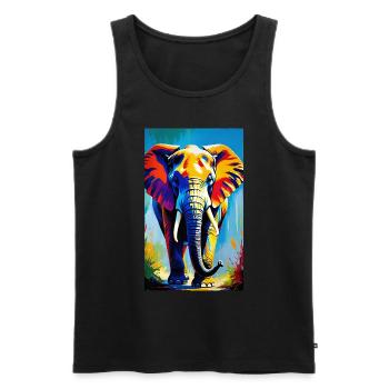 Elefant | Wildtier | Afrika | Kindermotive - Männer Premium Bio Tank Top - Schwarz - Vorne - Michal (187cm)