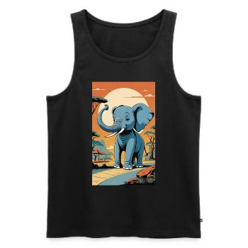 Elefant | Wildtier | Afrika | Kindermotive - Männer Premium Bio Tank Top - Schwarz - Vorne - Michal (187cm)
