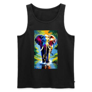 Elefant | Wildtier | Afrika | Kindermotive - Männer Premium Bio Tank Top - Schwarz - Vorne - Michal (187cm)