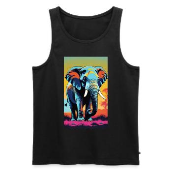 Elefant | Wildtier | Afrika | Kindermotive - Männer Premium Bio Tank Top - Schwarz - Vorne - Michal (187cm)