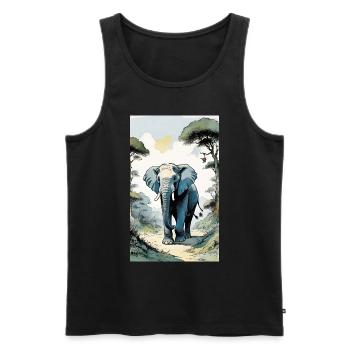 Elefant | Wildtier | Afrika | Kindermotive - Männer Premium Bio Tank Top - Schwarz - Vorne - Michal (187cm)